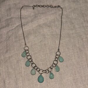 Sterling silver 925 teardrop Teal Necklace chalcedony.